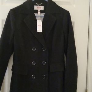 Haute Edition women's size S,double breasted wool blend peacoat jacket New Black